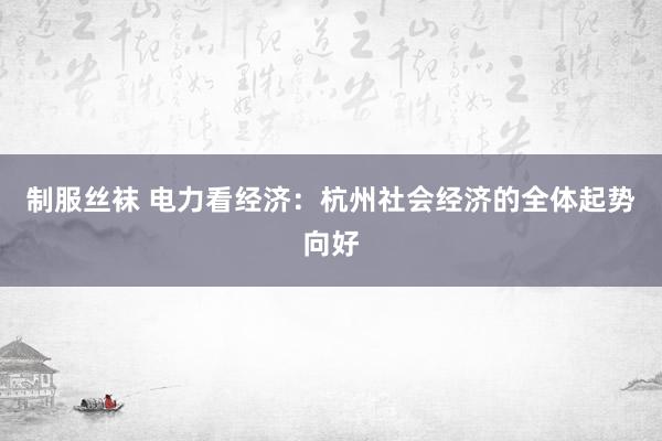 制服丝袜 电力看经济：杭州社会经济的全体起势向好