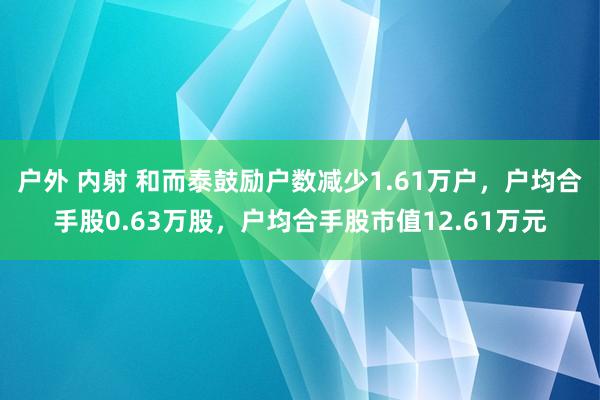 户外 内射 和而泰鼓励户数减少1.61万户，户均合手股0.63万股，户均合手股市值12.61万元