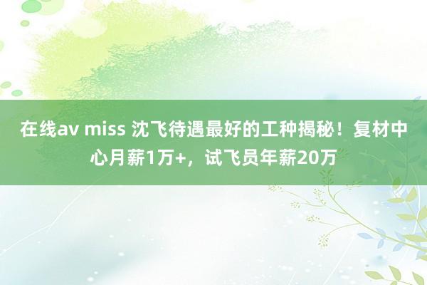 在线av miss 沈飞待遇最好的工种揭秘！复材中心月薪1万+，试飞员年薪20万