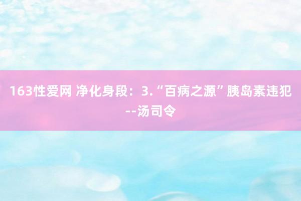 163性爱网 净化身段：3.“百病之源”胰岛素违犯--汤司令